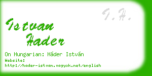 istvan hader business card